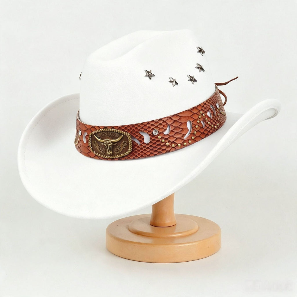 Best-selling European And American style Star studded Leather Jazz Cap
