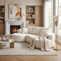 106 in. 2-Piece Fabric Cloud Curved Sectional Sofa - Snow