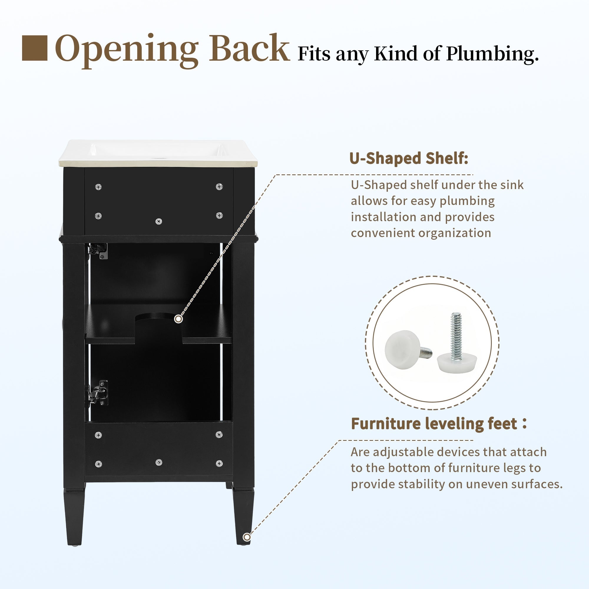 16-Inch Bathroom Vanity with Ceramic Sink