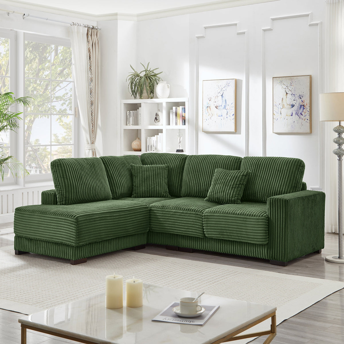 93" Sectional Sofa with Reversible Chaise Lounge