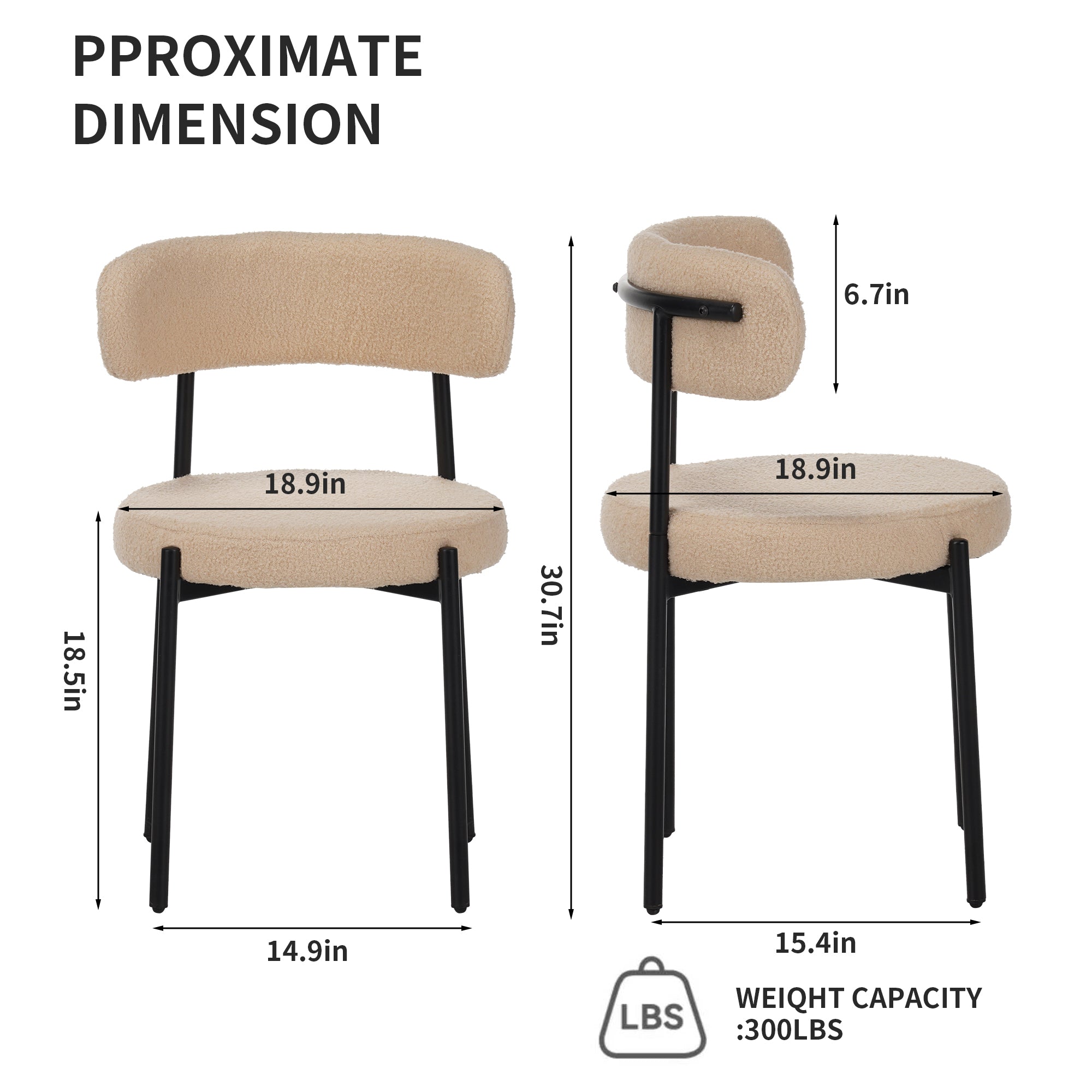 Medieval Modern Dining Chair Set, 4 Pieces, Round Seat Cushions