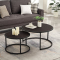 Modern Faux Leather Nesting Round Coffee Table