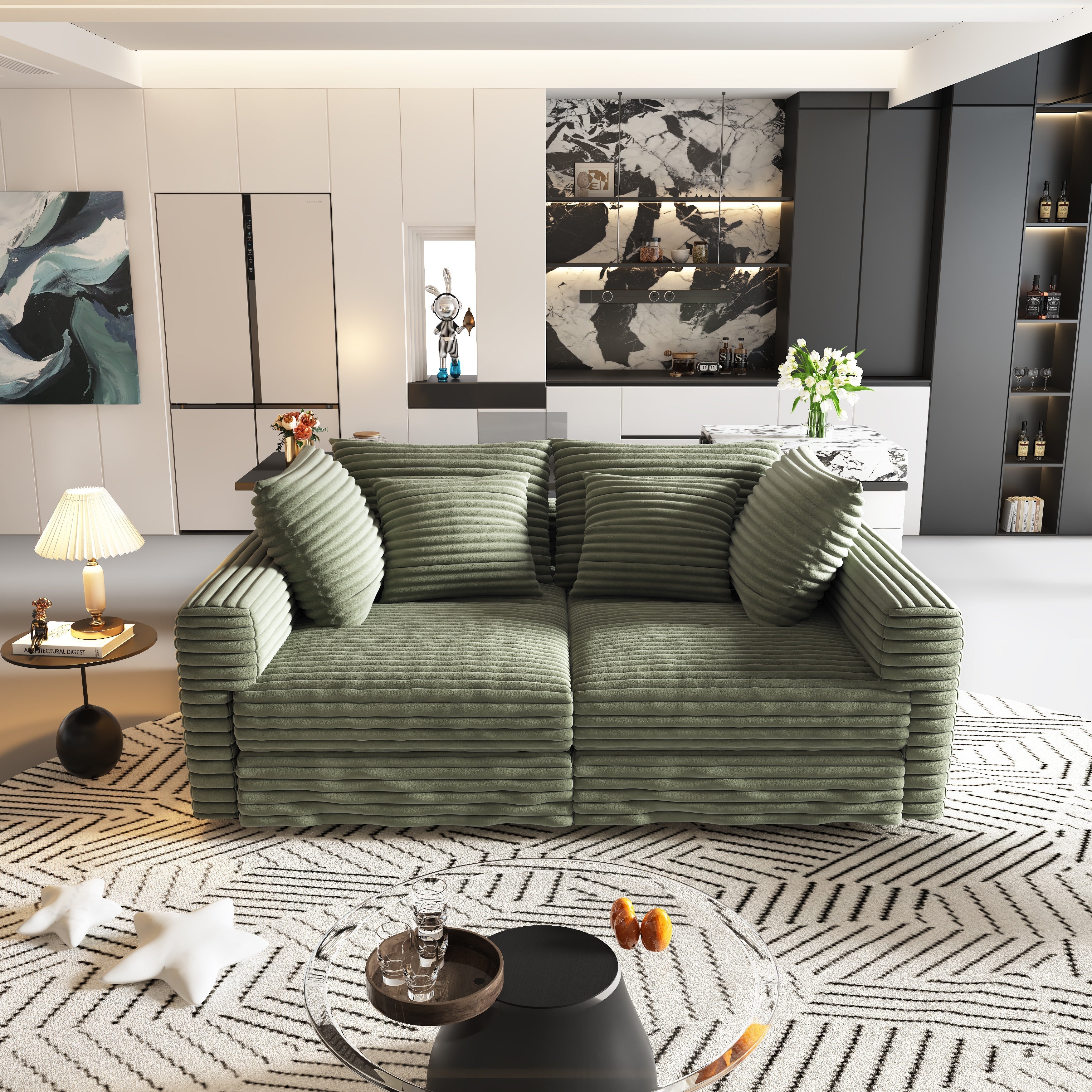 Plush Corduroy 4-Seat Sofa