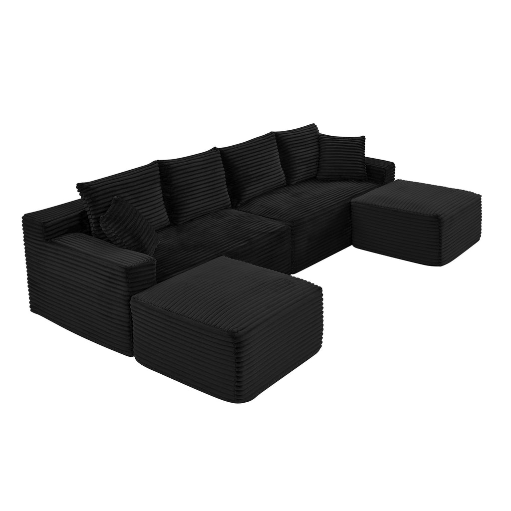 Comfy U-Shaped Sectional Modern Boneless Corduroy Couch