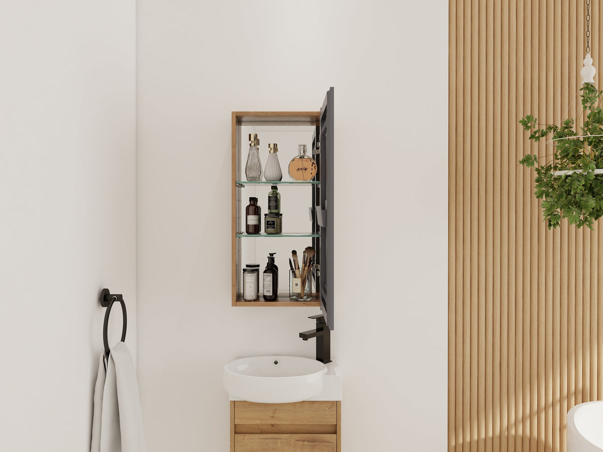 14" Bathroom Mirror Cabinet with Storage