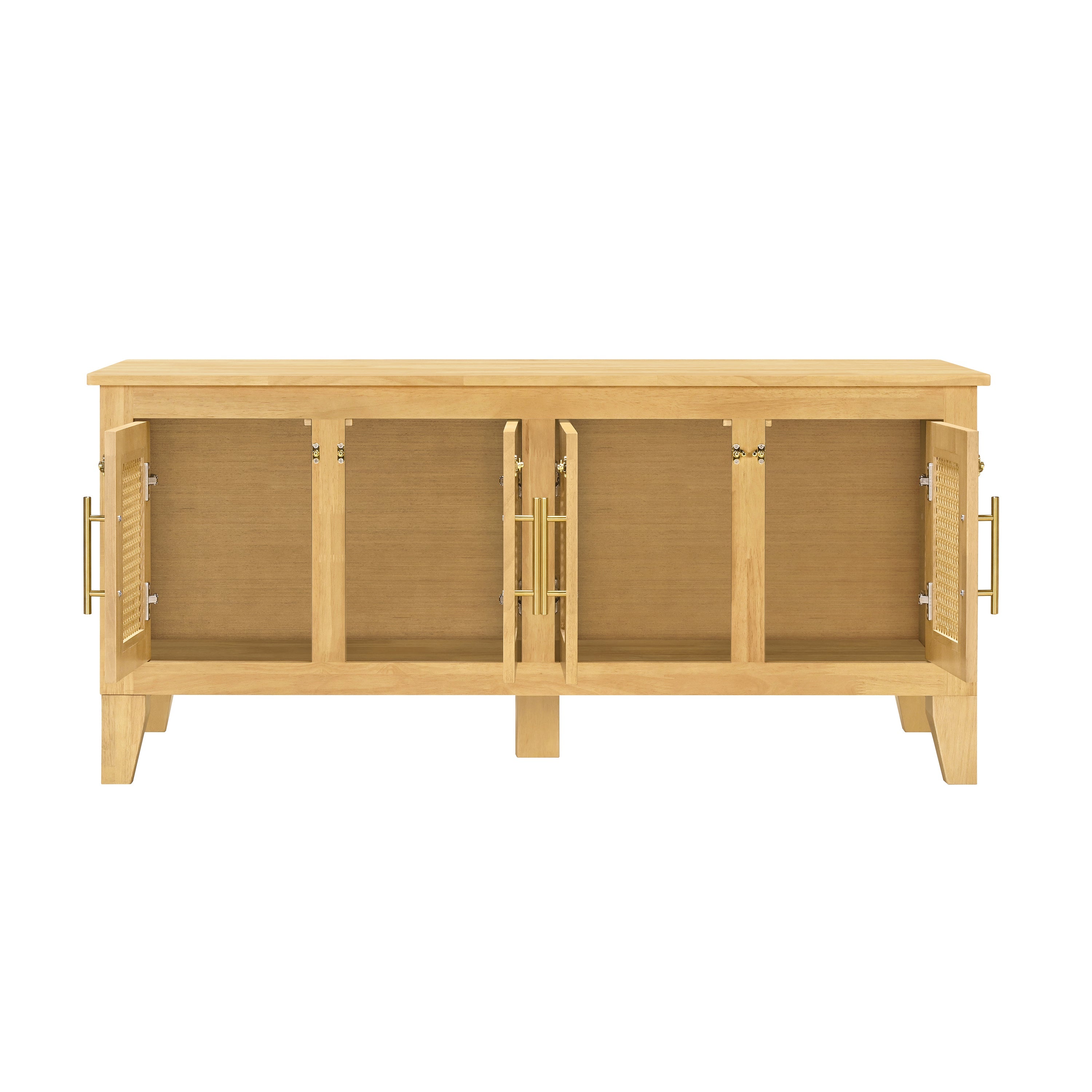 Lars Indoor Rattan Decorated Rubber Wood Dog Crate Cabinet