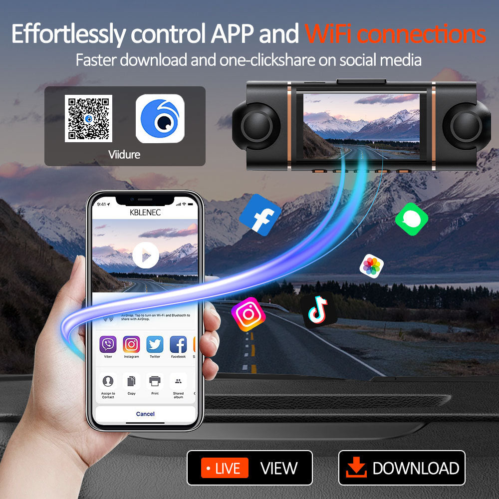 Four-lens Dashcam With Four WiFi Channels Infrared Night Vision And Ultra-thin Design