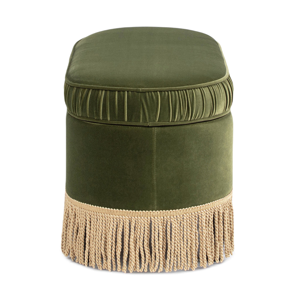 Serena 38" Oval Storage Bench Ottoman, Olive
