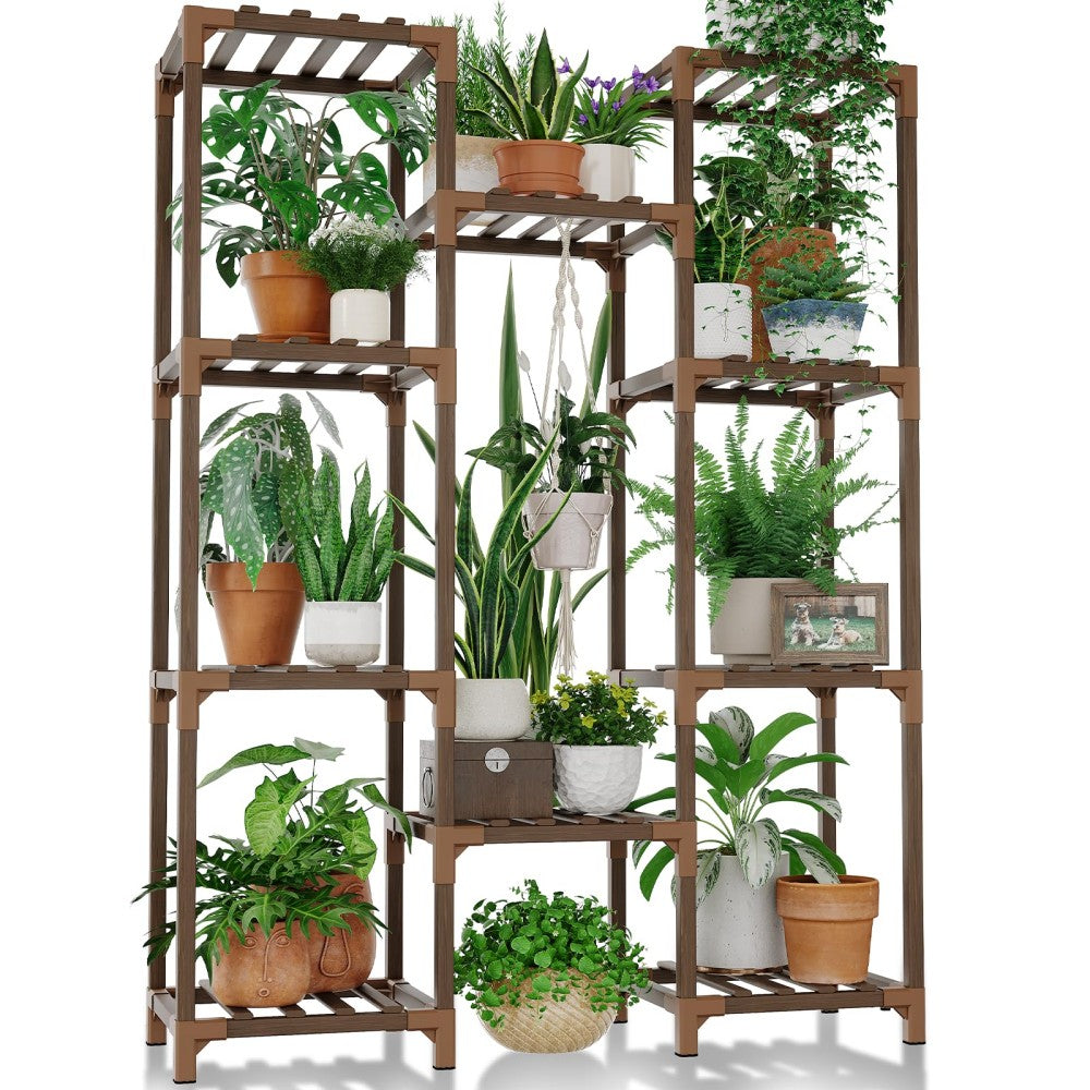 Multiple Plants Pots Wood Flower Stand
