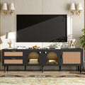 Rattan TV Stand with 3 Cabinets & 2 Drawers