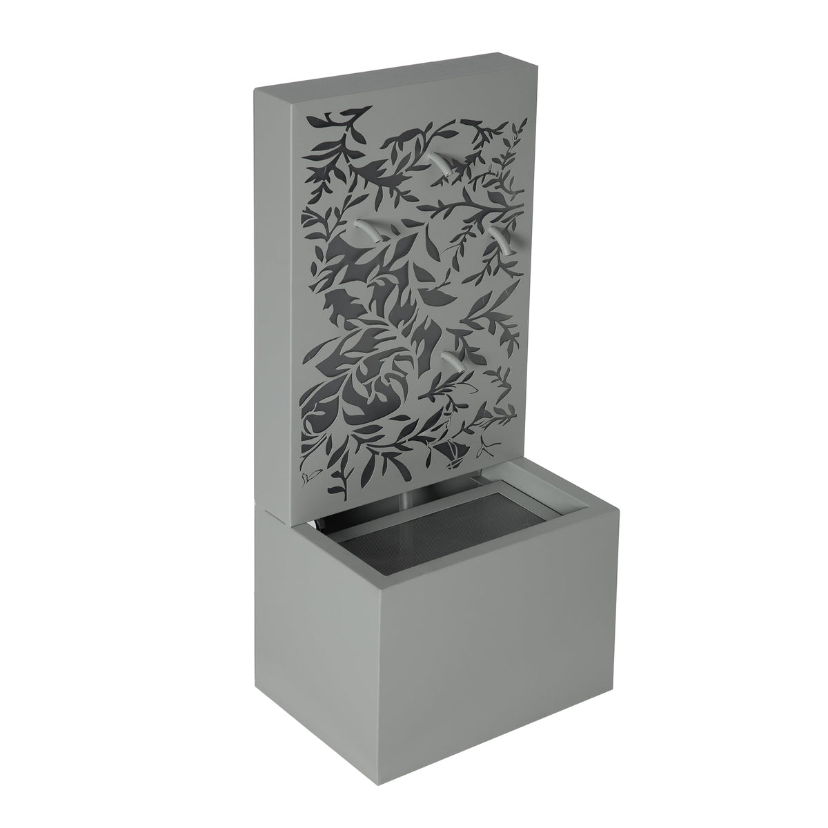 Light Gray Metal Leaf Cutout Water Wall Fountain
