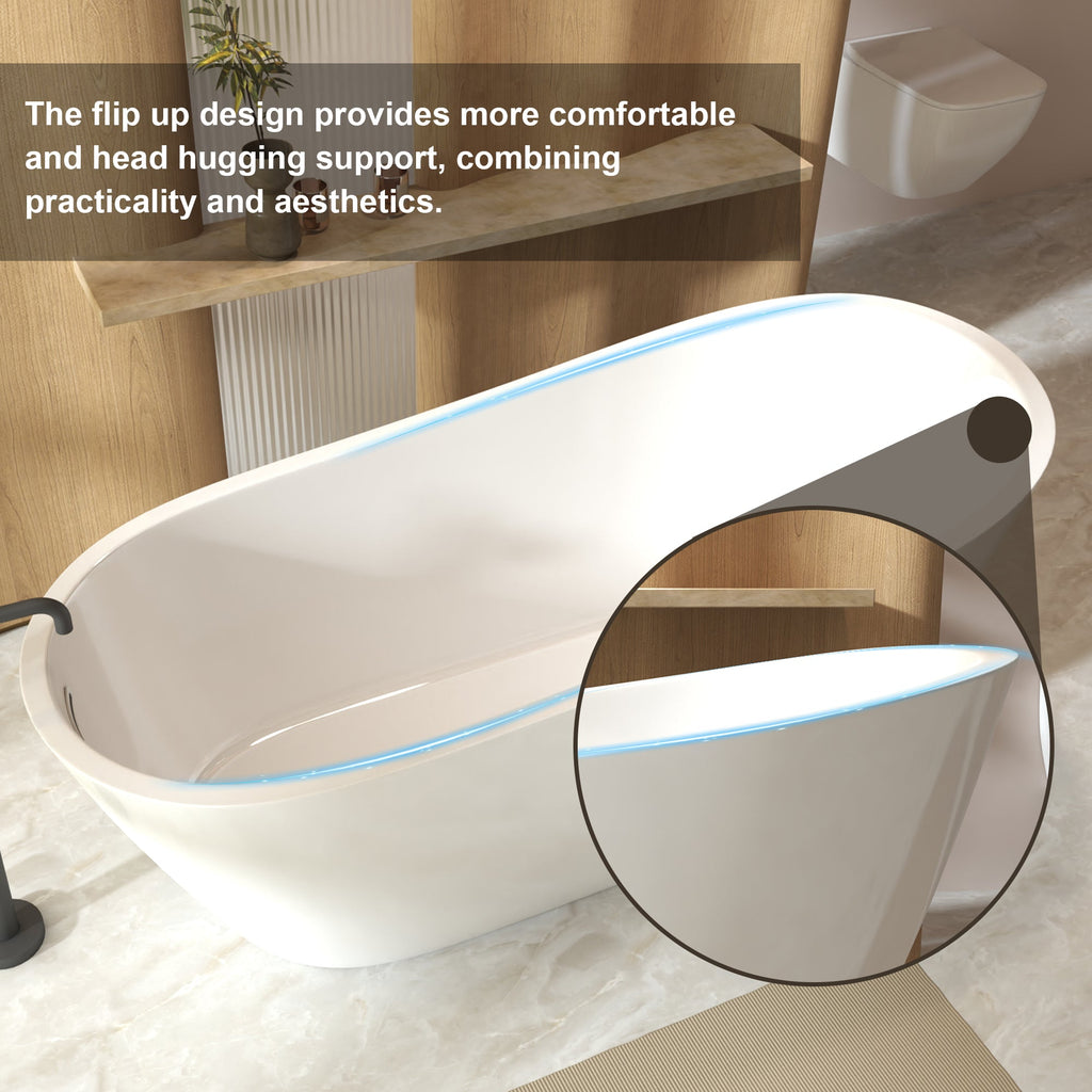 59" Special-Shaped Freestanding Slipper Bathtub in Gloss