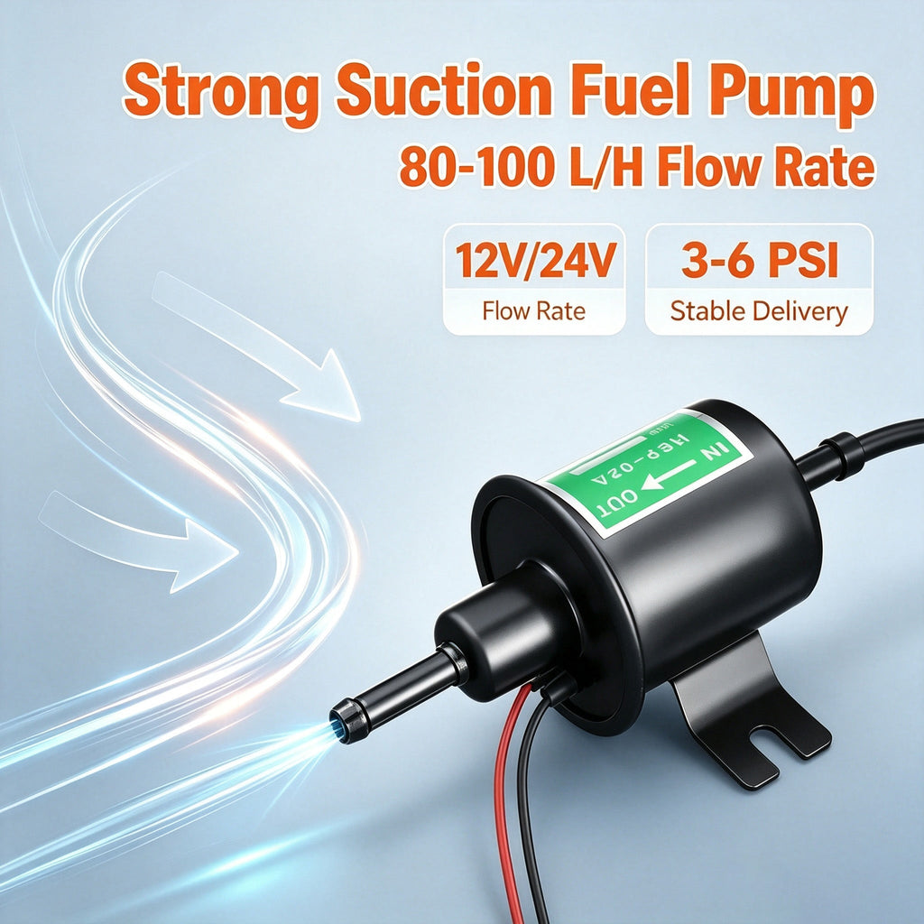 Universal 12V 24V Electric Fuel Pump HEP02A Inline Gasoline Transfer Pump Universal Replacement For Modified Cars Lawn Mower Boat RV