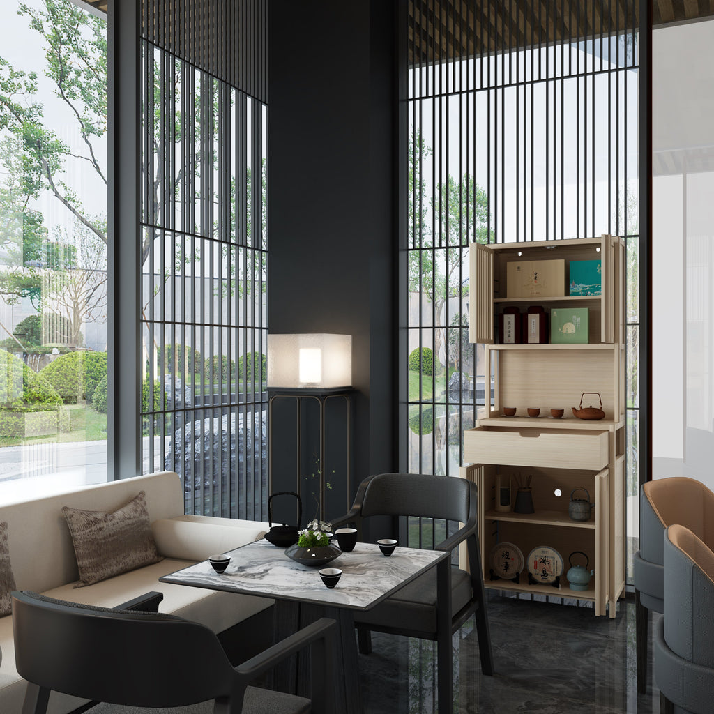 Double-Door Bamboo High-Capacity Storage Cabinet