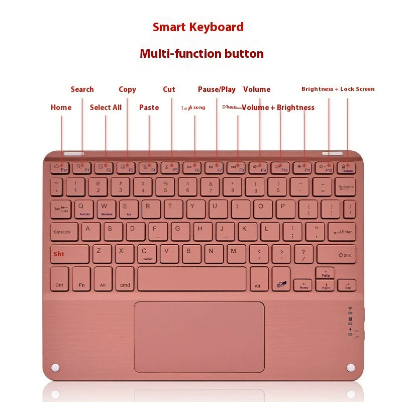 Bluetooth Keyboard With Touch For Mobile Phone Tablet Wireless Rechargeable