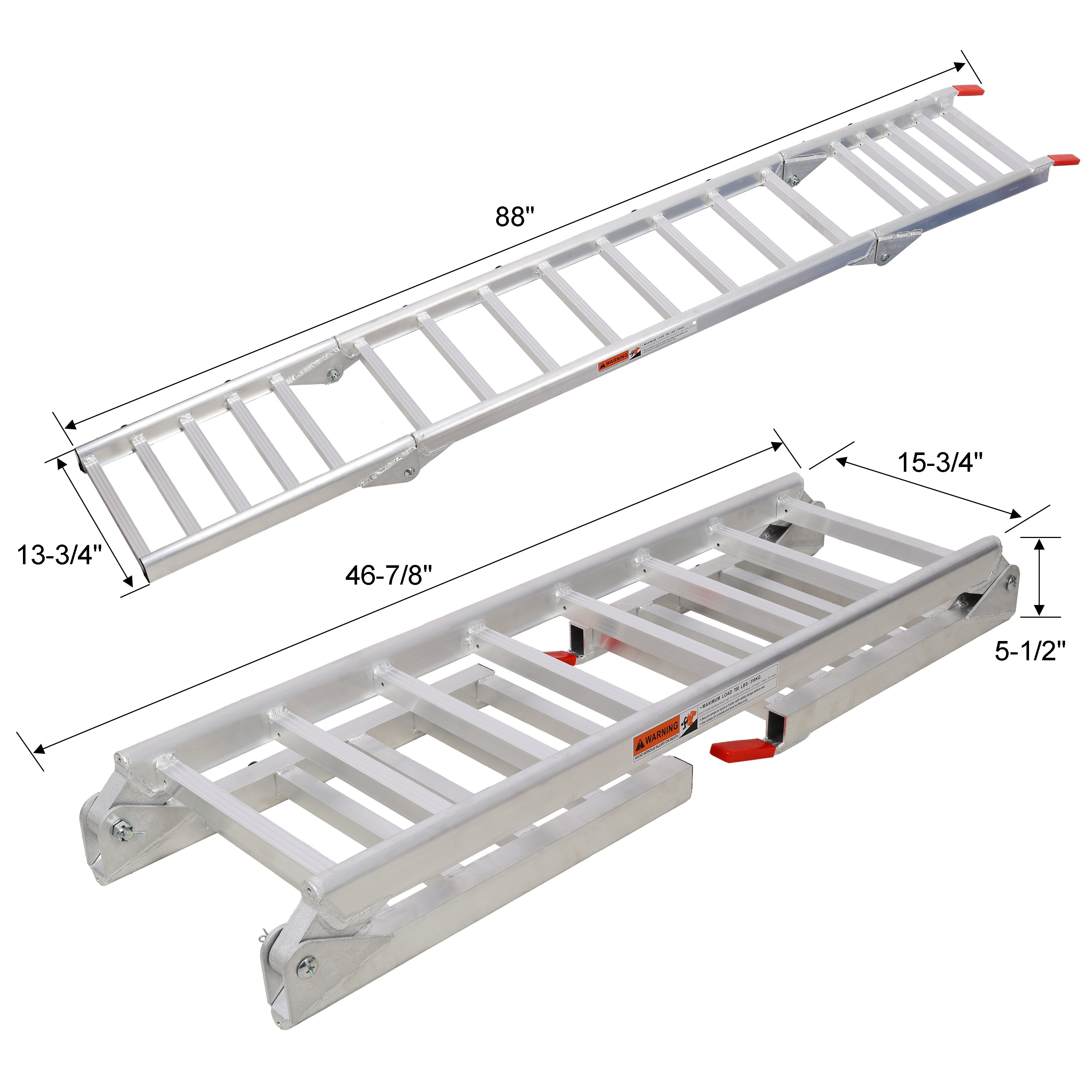 Aluminum Ramp 1,400 LBS/Pair, For Motorcycle/Lawn Mower/ATV Ramp