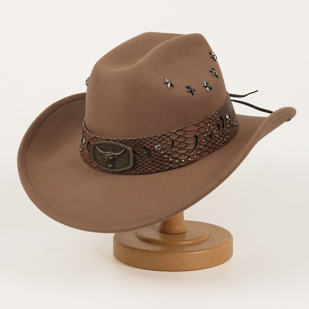 Best-selling European And American style Star studded Leather Jazz Cap