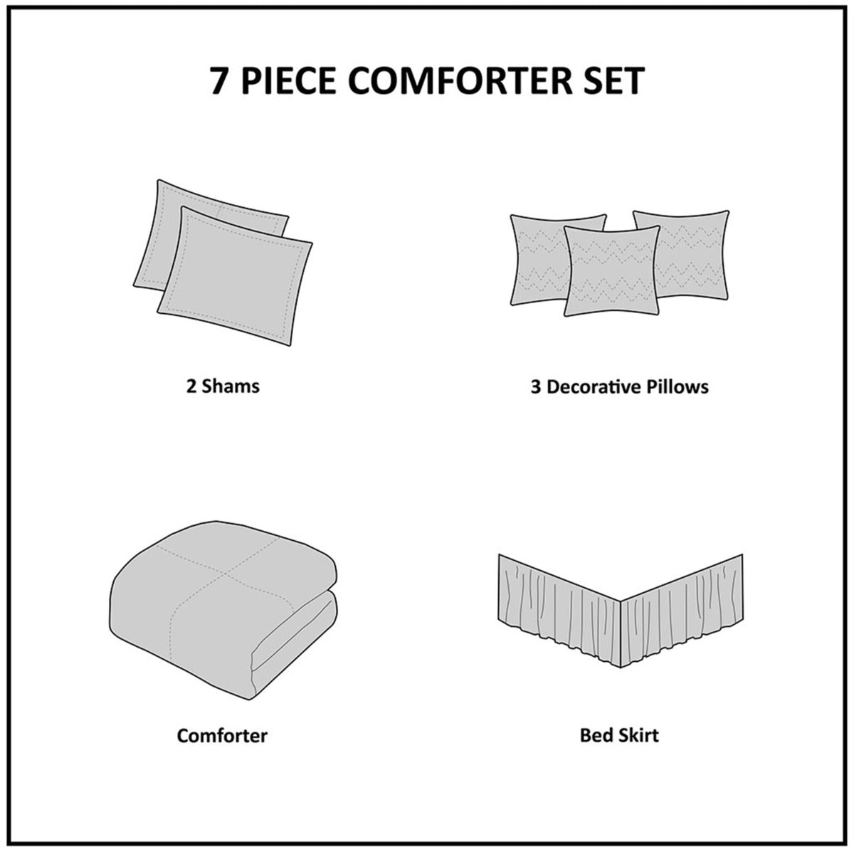 7 Piece Jacquard Comforter Set Grey/Taupe Cal King