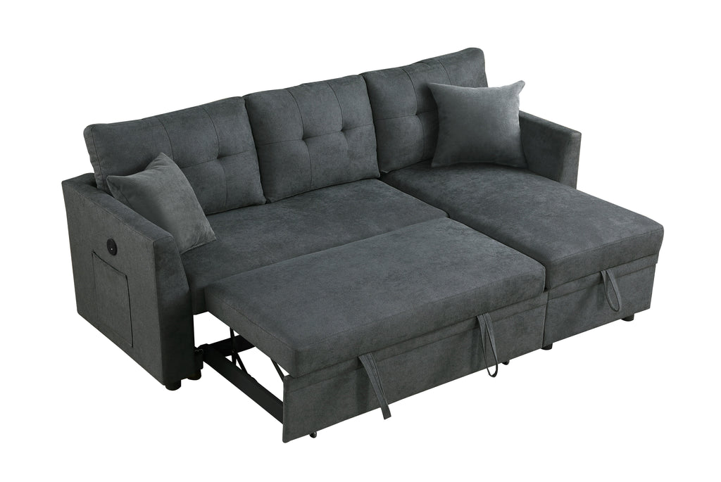 Reversible L-Shaped Sofa Bed with USB Port