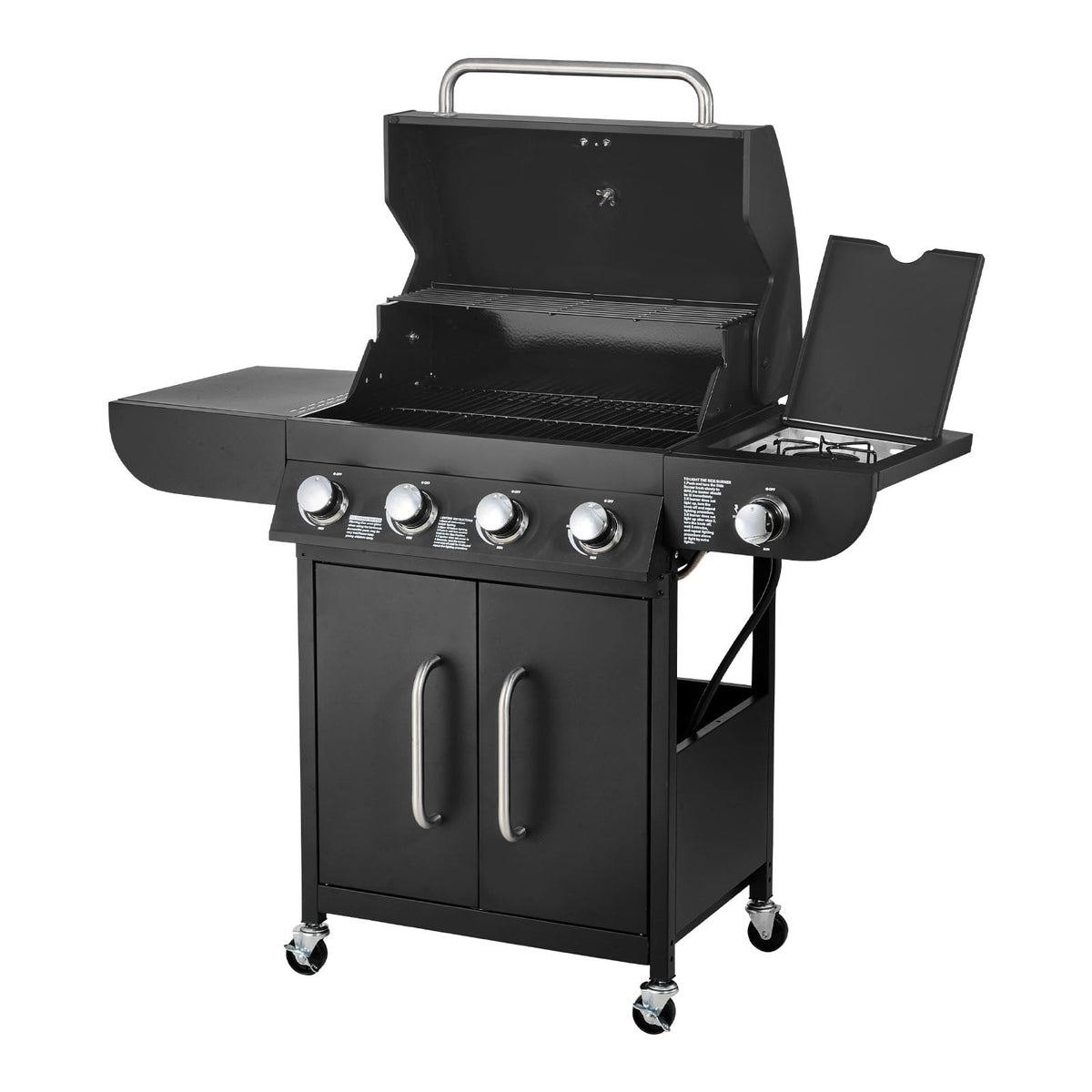 4 Burner Propane Gas Grill with Side Burner