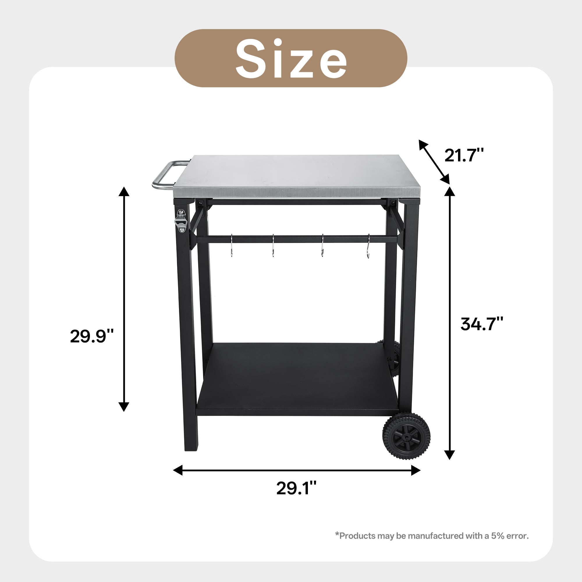 2-Tier Outdoor Grill Cart with Stainless Steel Top