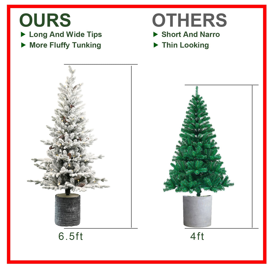 2FT Flocked Christmas Tree with Pot Base, 30 Warm