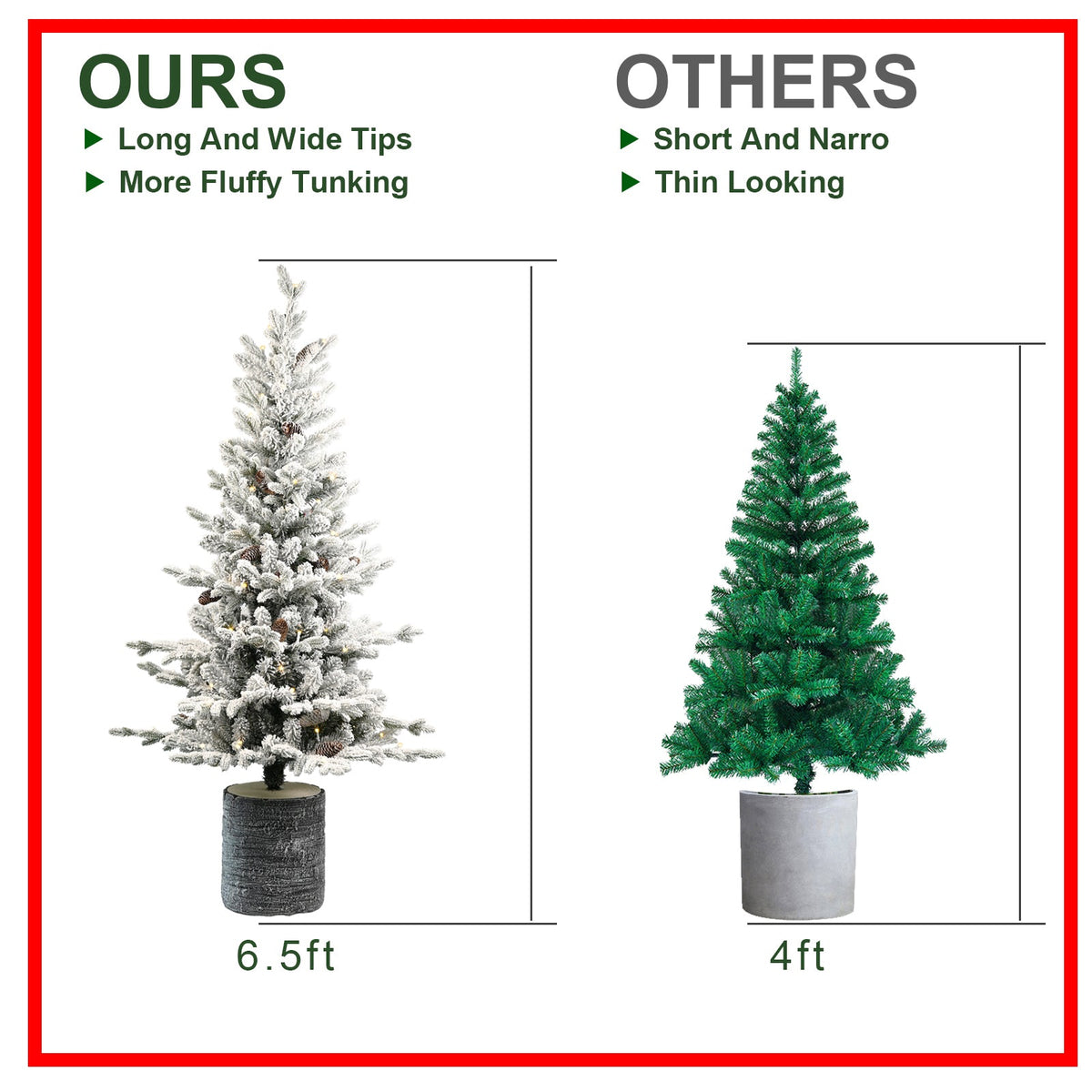 4.5FT Flocked Christmas Tree with Pot Base