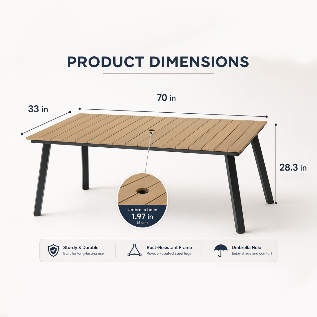 Outdoor Folding Dining Table for 4-6