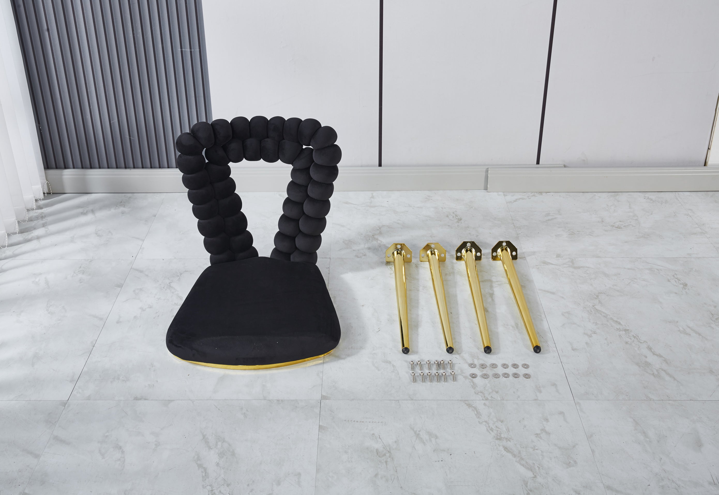 Modern Chair Set of 2 with Golden Color Iron Tube Legs