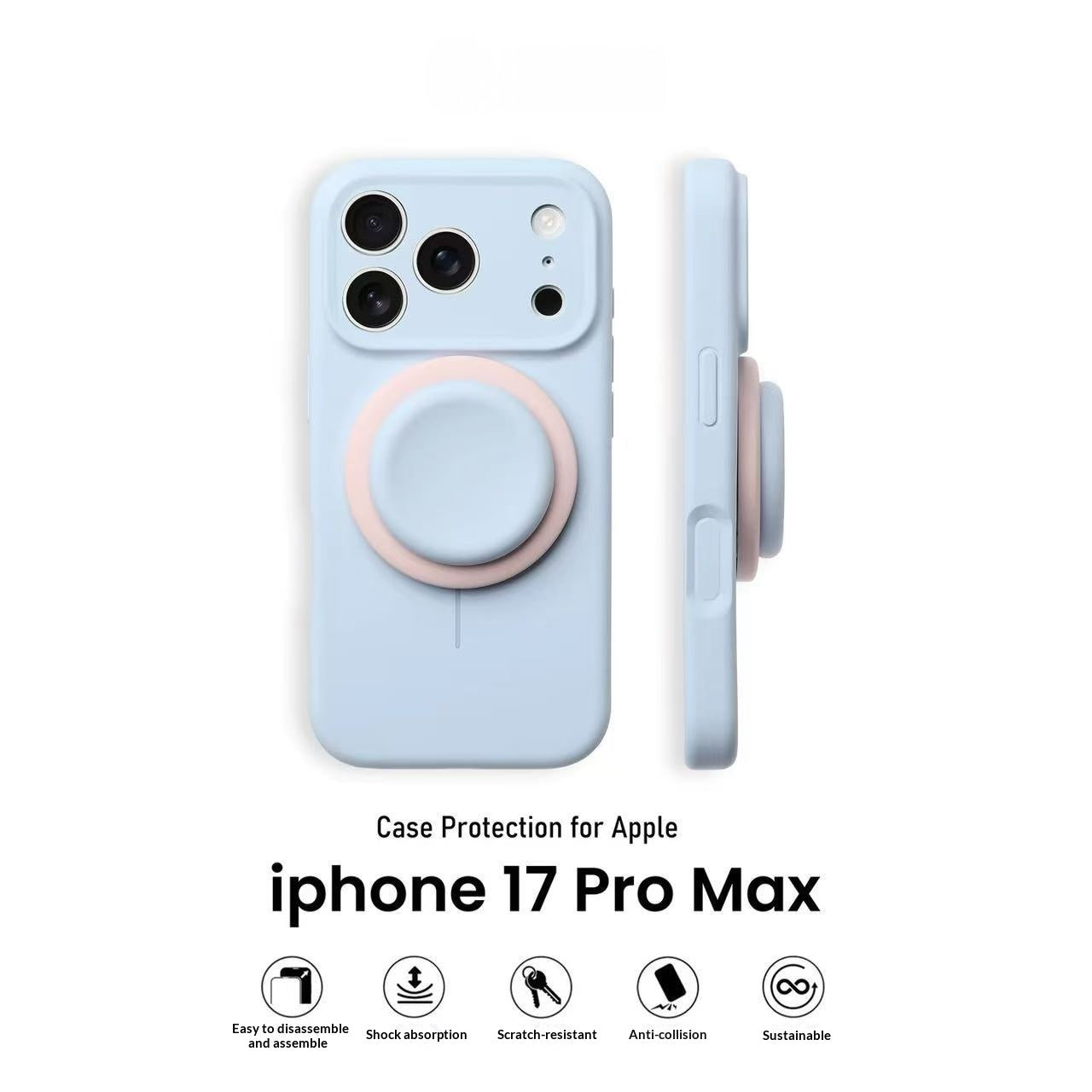 Light Blue Liquid Precise-Hole Magnetic Suction Holder Compatible Phone Case