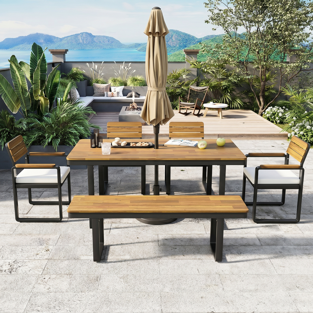6-Piece Outdoor Dining Set - Acacia Wood