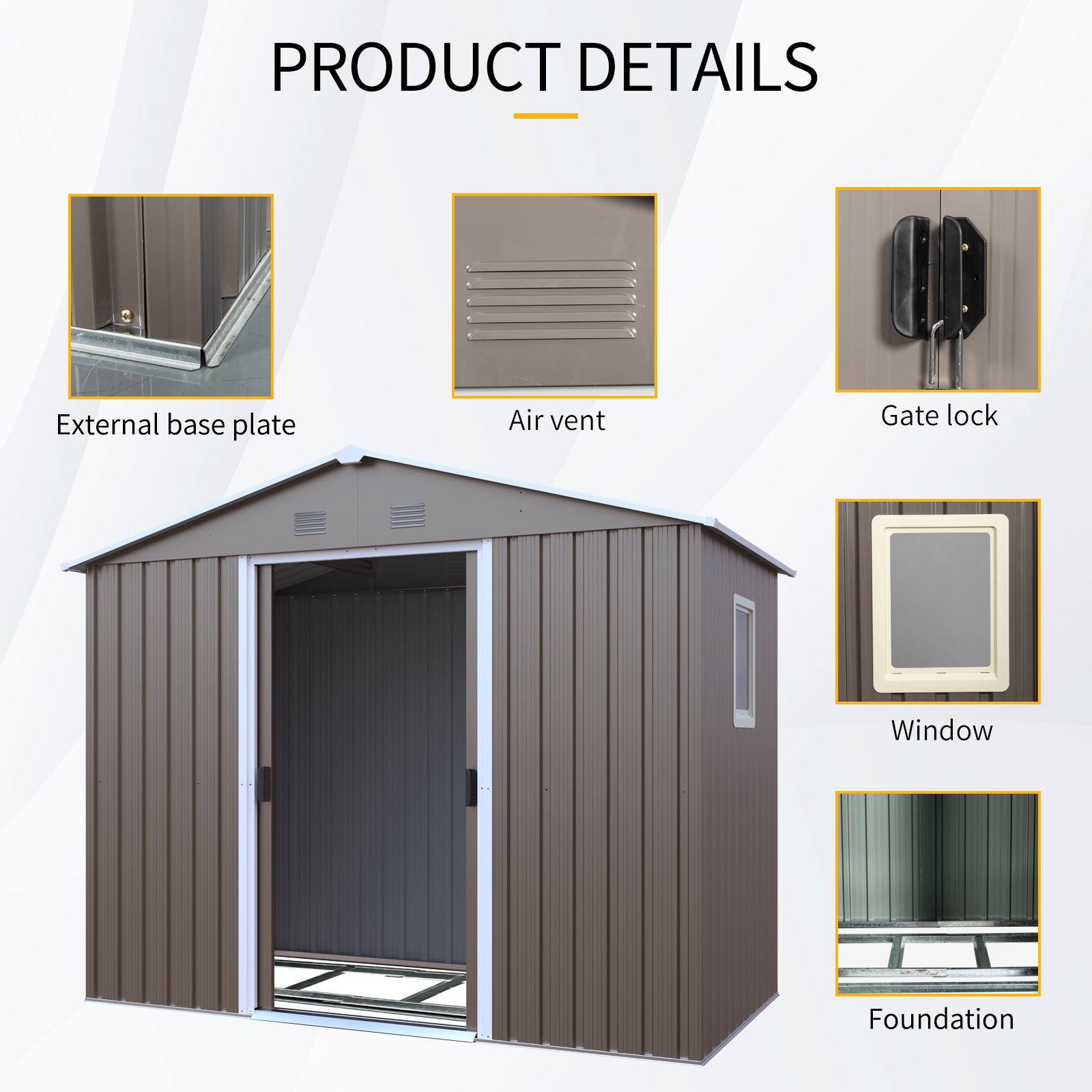 8ft x 4ft Outdoor Metal Storage Shed With Window