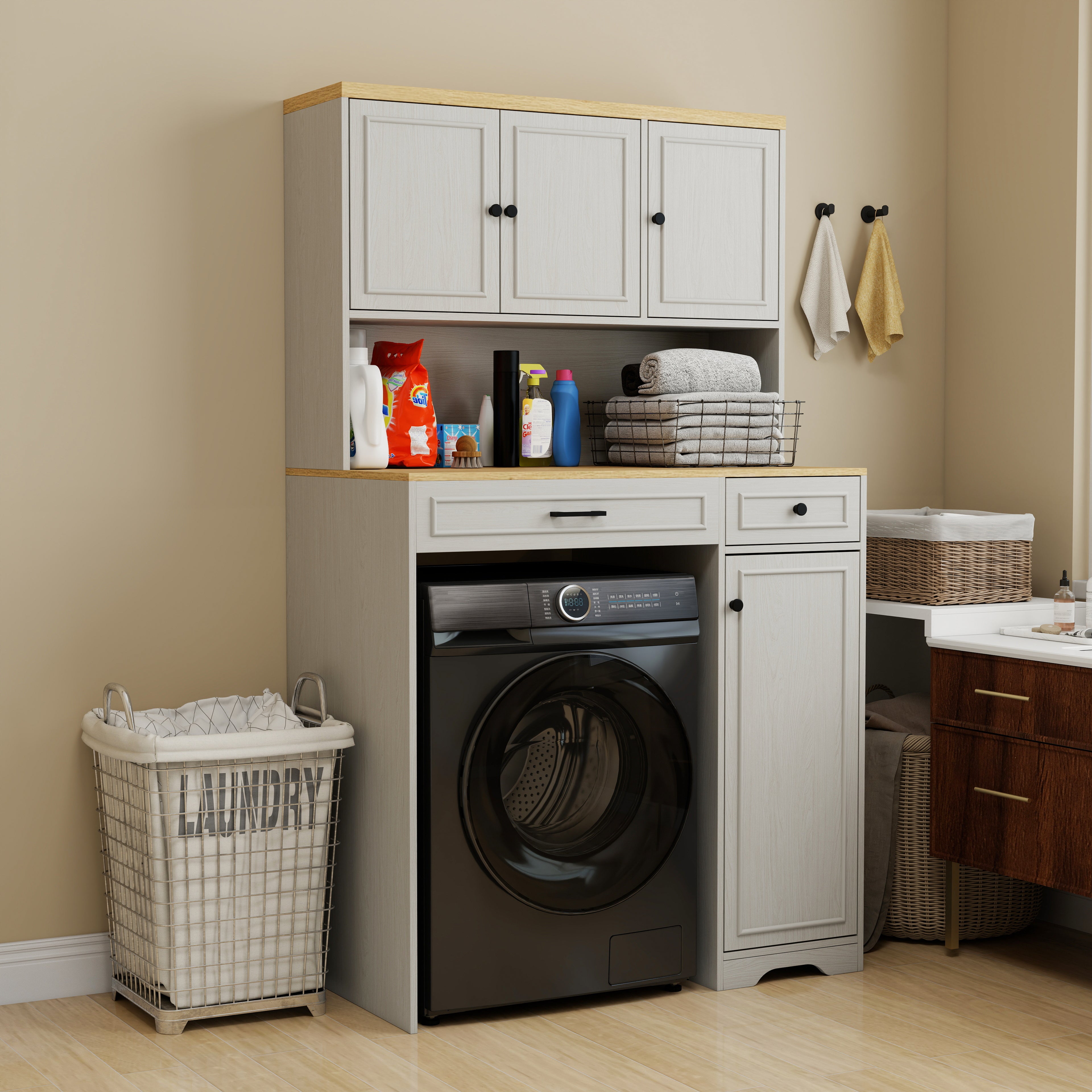 Over the Washer, Dryer and Robot Vacuum Storage Cabinet