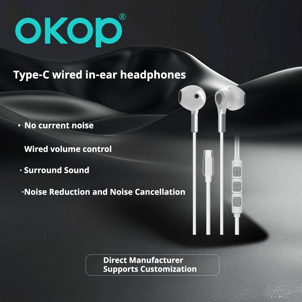 KP-244 Wired Earphones With In-Line Controls USB-C Connector Semi-In-Ear Design High Volume High Sound Quality Low Latency Gaming-Ready Hot-Selling Item In Stock