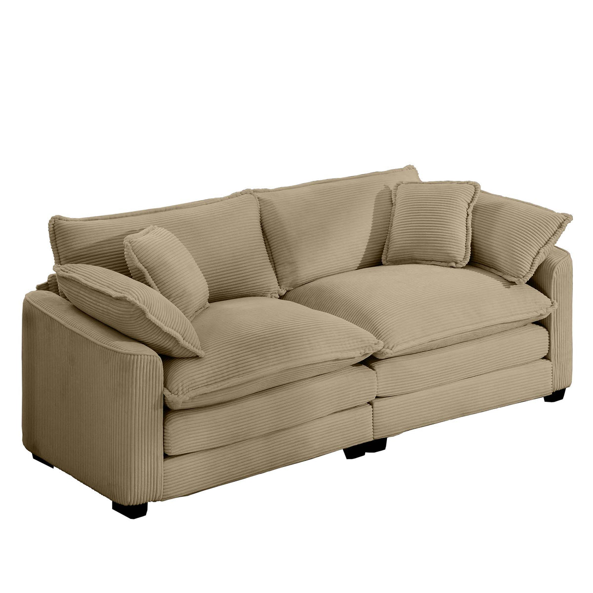 Modern Fabric Living Room Sofa with 4 Pillows