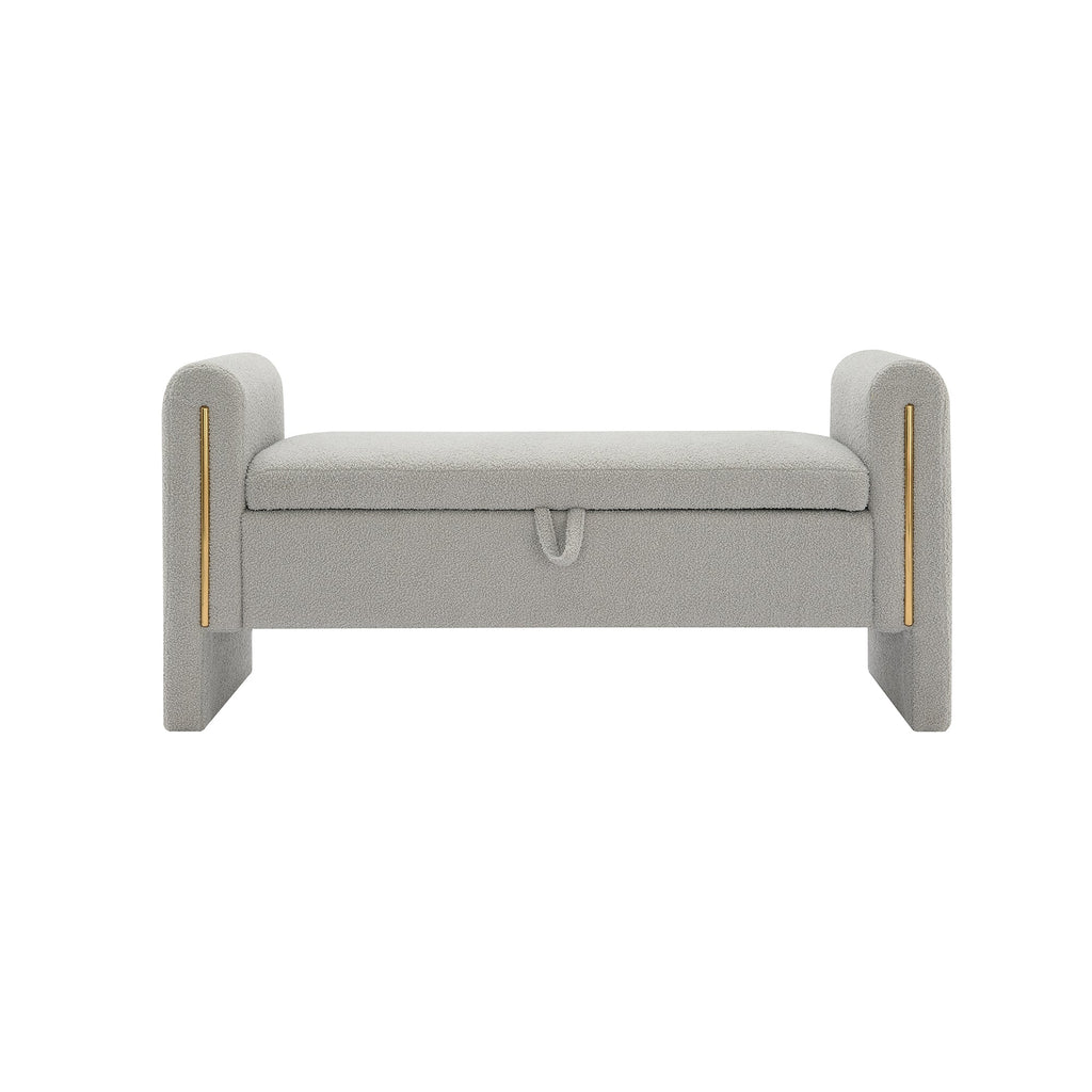 Modern Teddy Bed End Bench with Arms and Storage