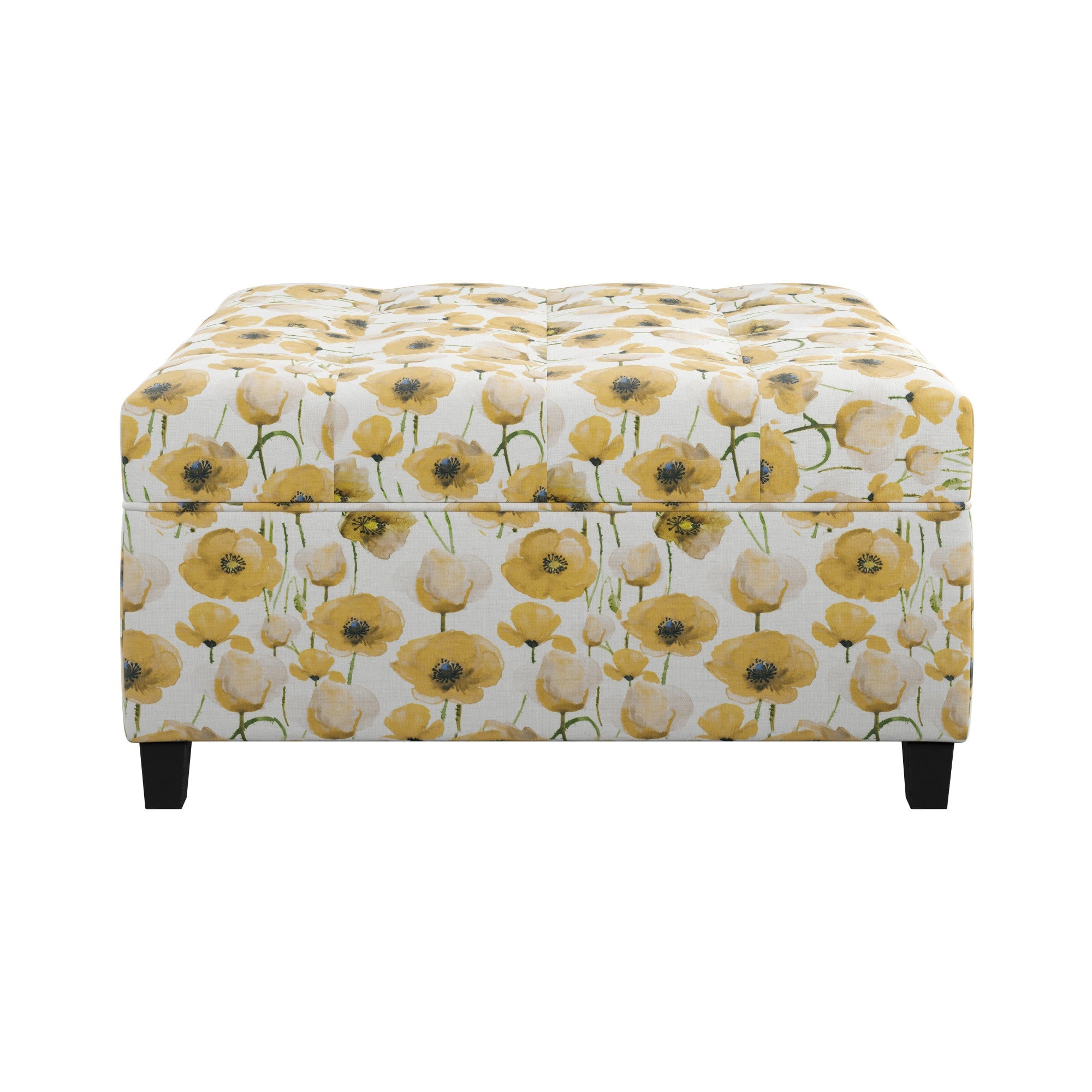 Golden Floral Storage Ottoman