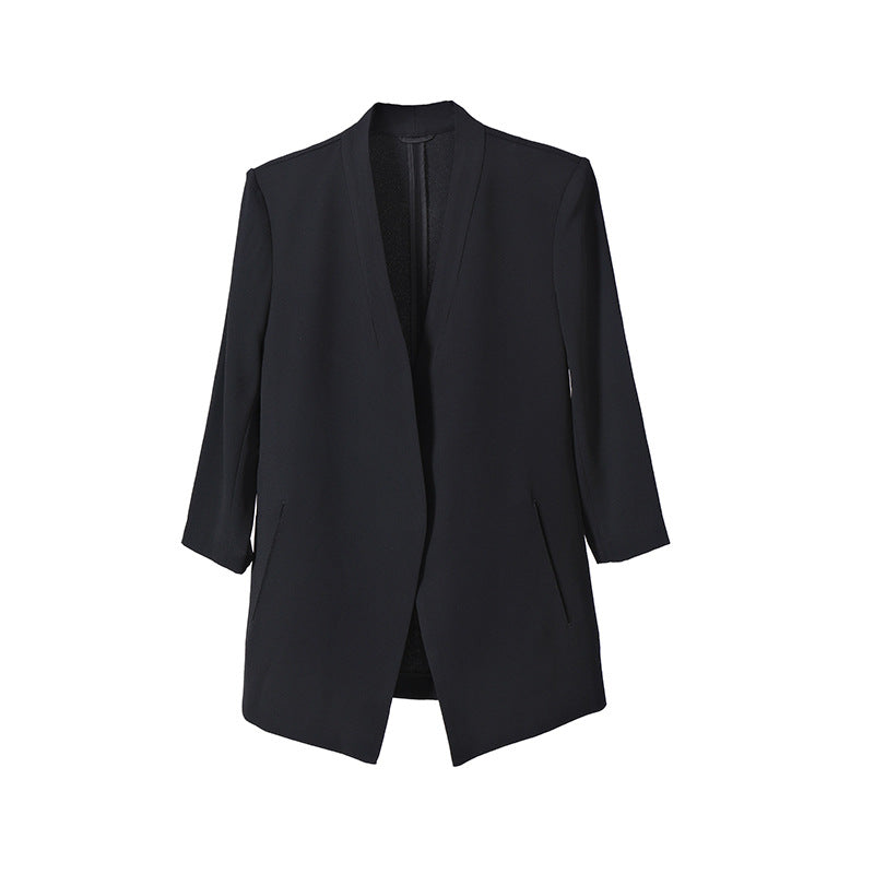 Elegant And Versatile Three-quarter-sleeve Womens Blazer