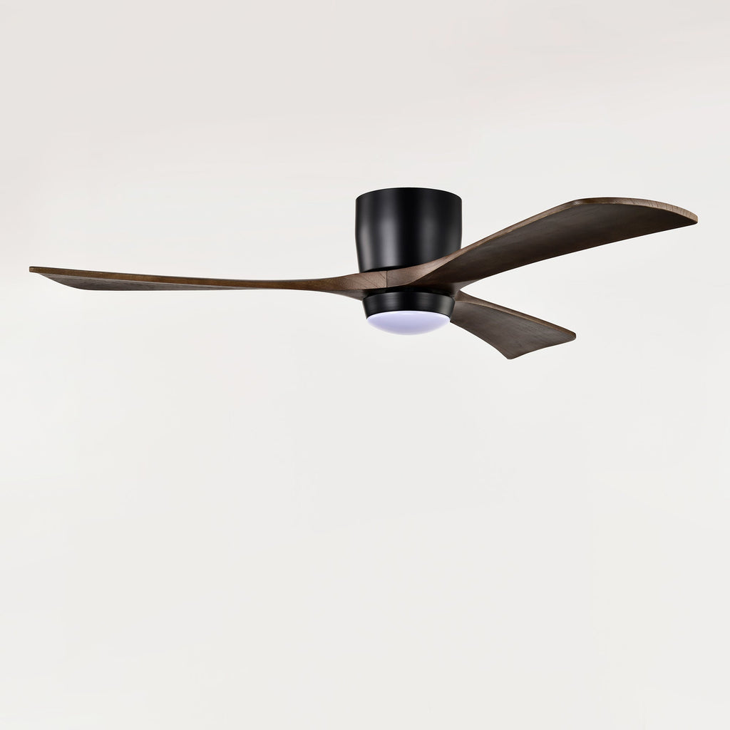 52" Flush Mount Solid Wood Blades Ceiling Fan with Lights