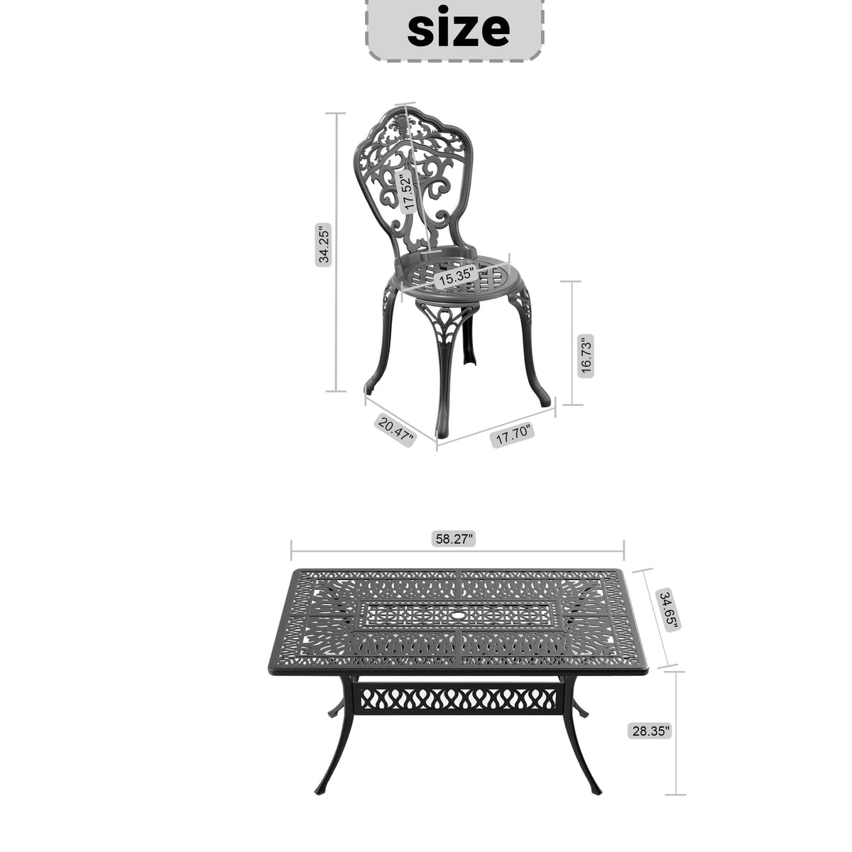 7-Piece All-Weather Cast Aluminum Dining Furniture Set