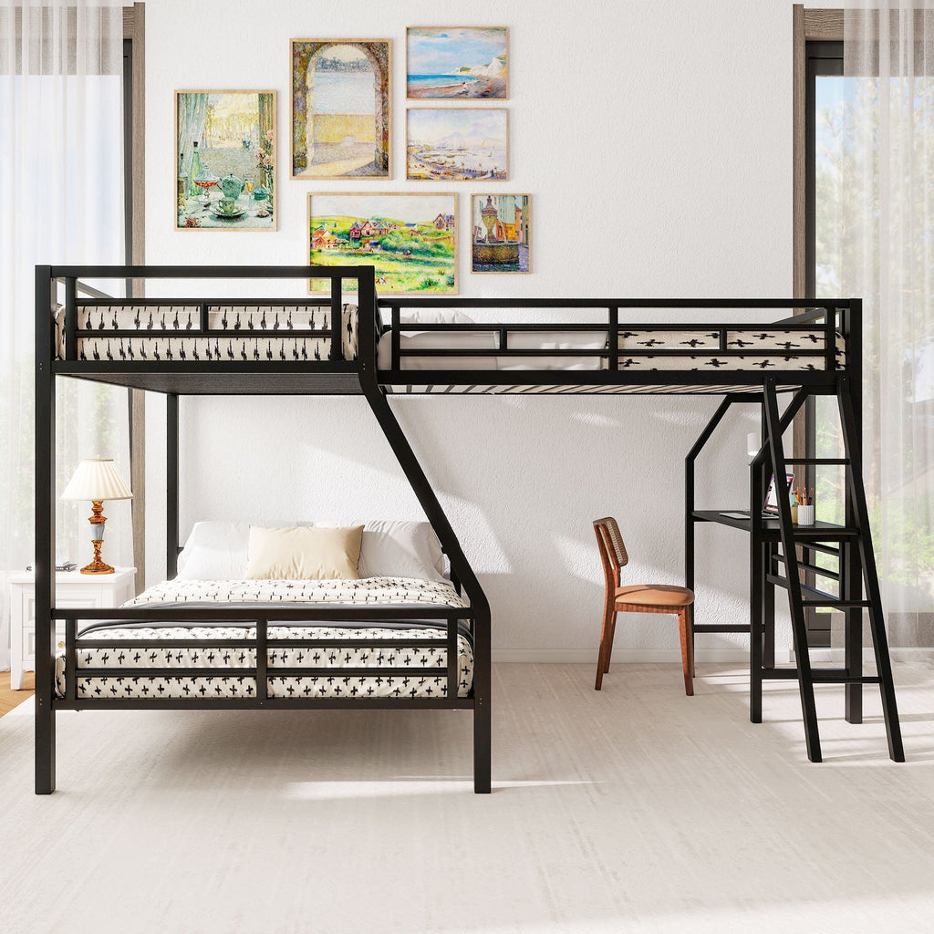 Twin over Full Bunk Bed with Loft Bed and Desk