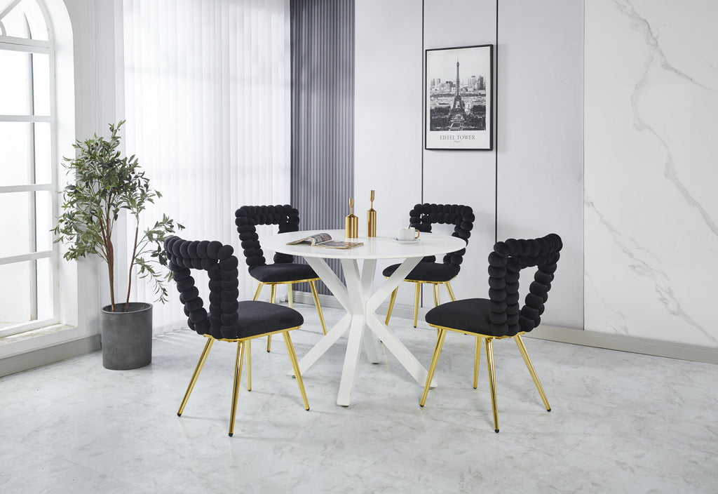 Modern Chair Set of 2 with Golden Color Iron Tube Legs