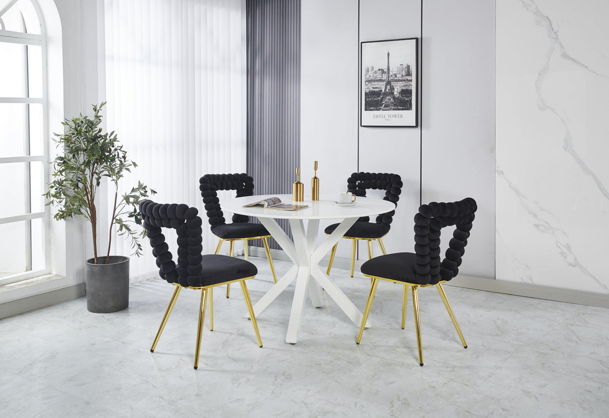 Modern Chair Set of 2 with Golden Color Iron Tube Legs