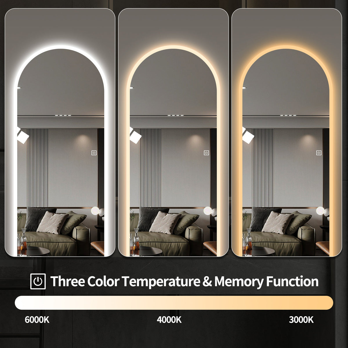 65" x 21" LED Full Length Wall Mirror
