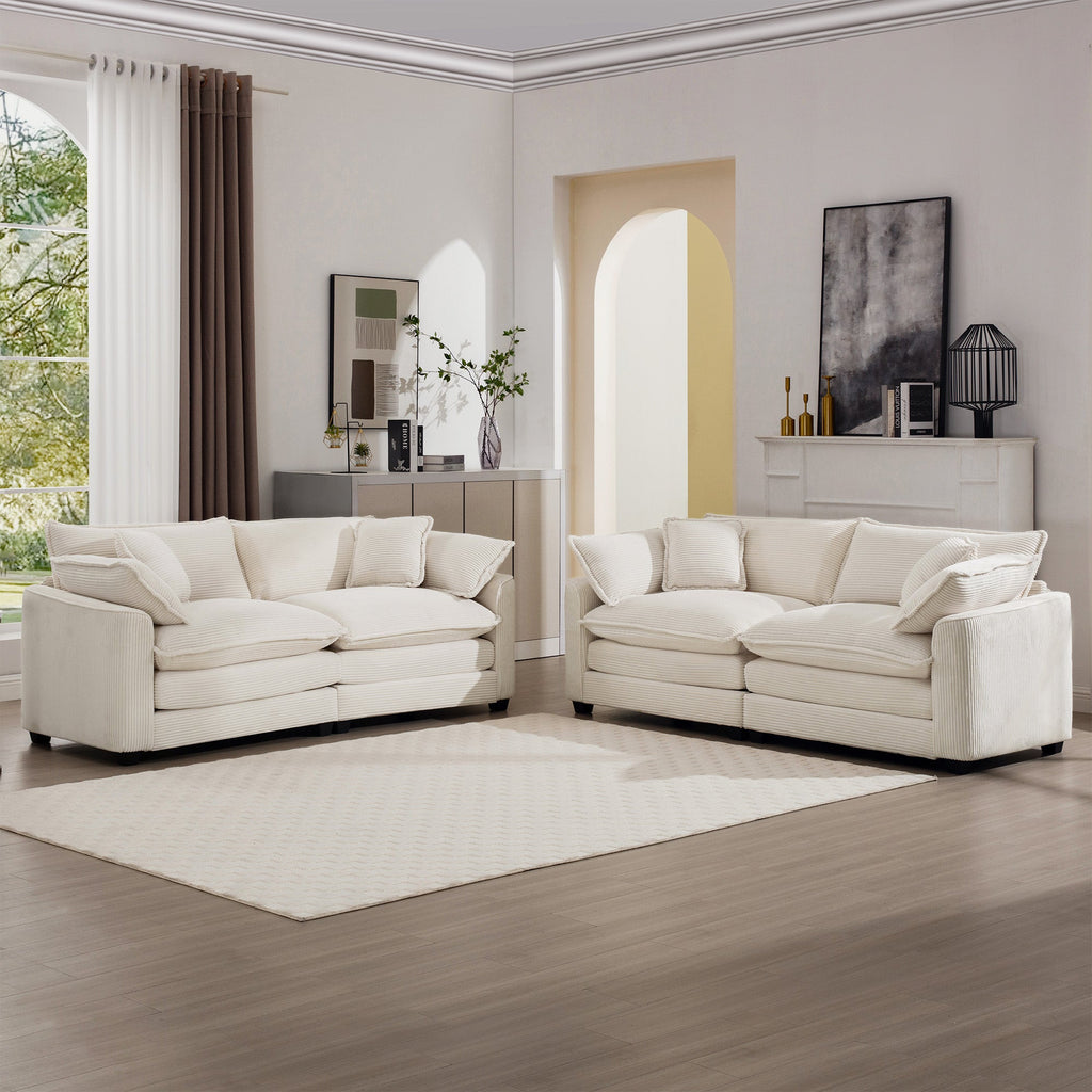 Modern Fabric Living Room Sofa Two Pieces Set