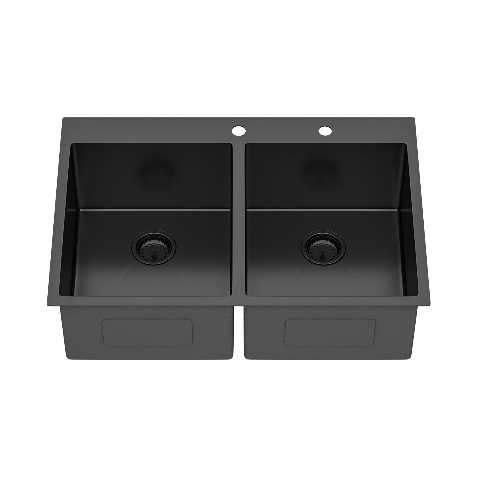Double Bowl Drop In Sink - 33" x 22" x 10" Gunmetal