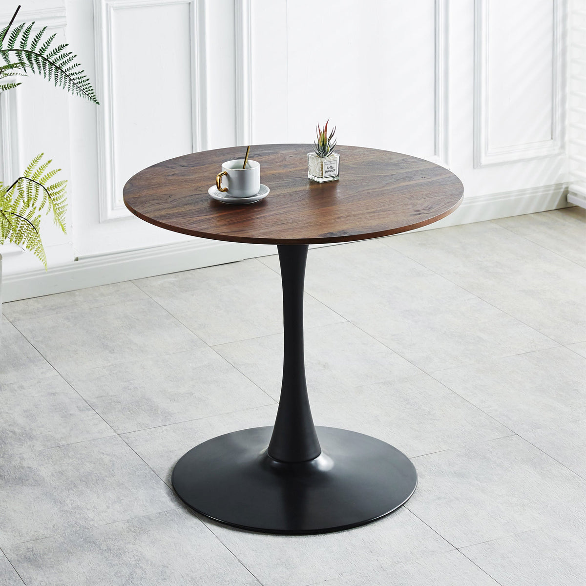 31.5" Walnut Color Top Tulip Table