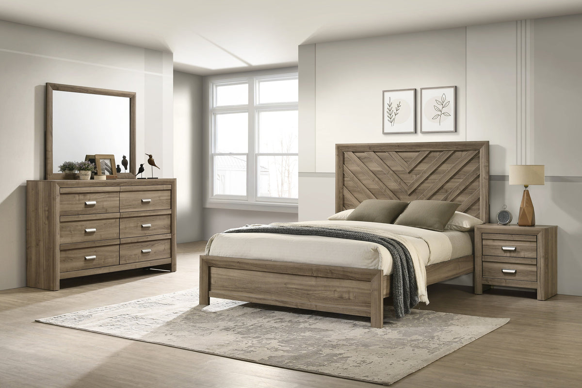 1pc King Size Chevron-Patterned Headboard Bed