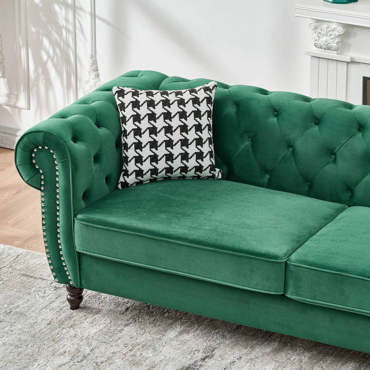67" Chesterfield Velvet Upholstery Fabric Sofa
