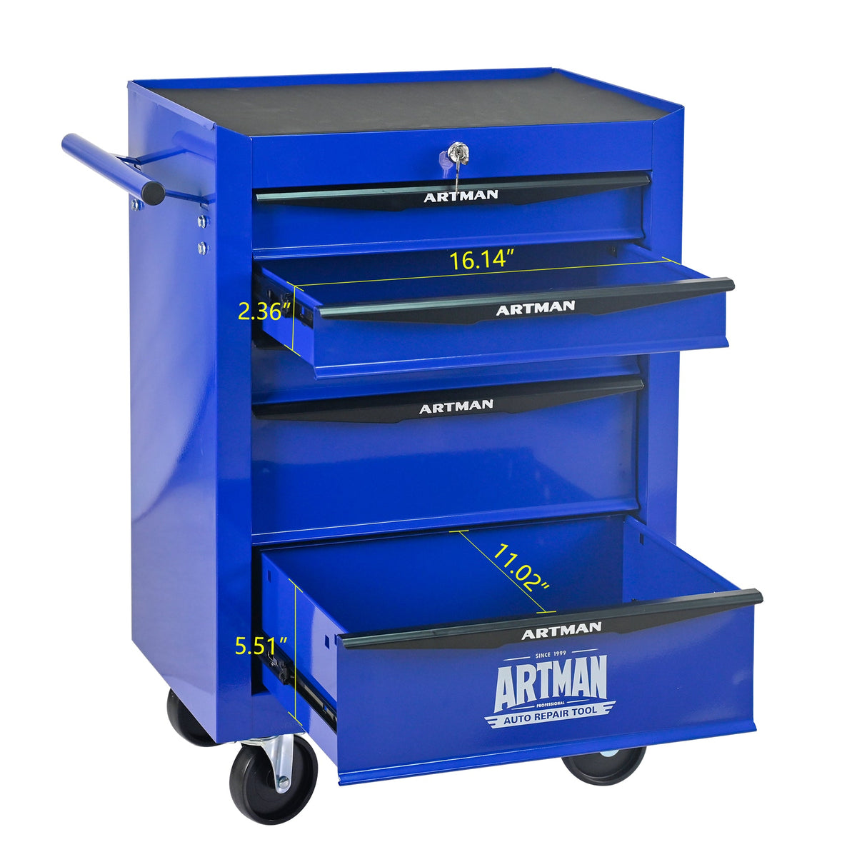 Rolling Metal Tool Chest with 5 Drawers - Purple
